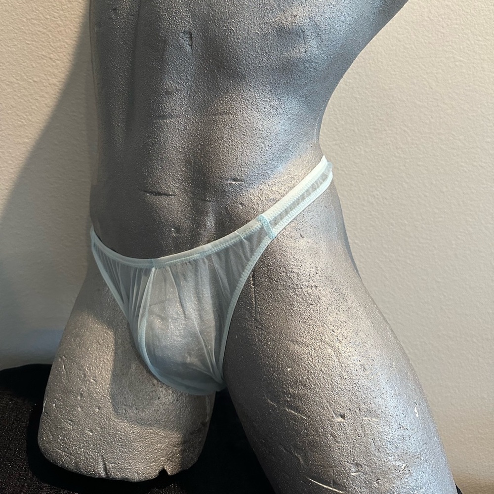 See Thru Sheer T-Back Ice Blue  #600
